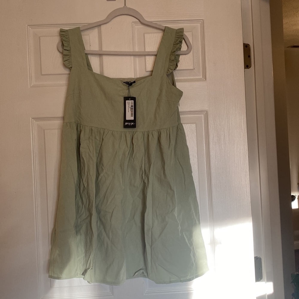 Nasty Gal - Sage Linen Mini Dress